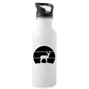 Antilope Silhouette - Trinkflasche mit integriertem Trinkhalm - Weiß - Rechts