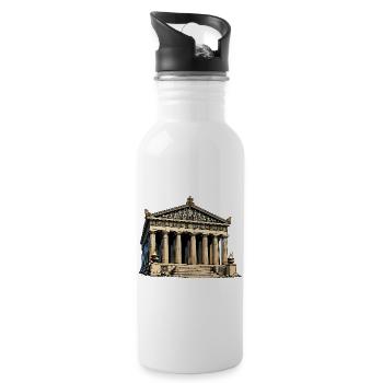 Klassischer Tempel Parthenon Grafik - Trinkflasche mit integriertem Trinkhalm - Weiß - Rechts