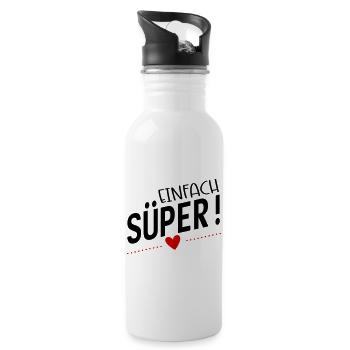 Süper - Trinkflasche mit integriertem Trinkhalm - Weiß - Rechts