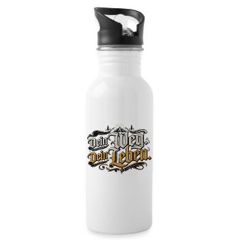 Dein Weg Dein Leben Vintage - Trinkflasche mit integriertem Trinkhalm - Weiß - Rechts