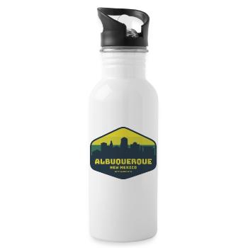 Albuquerque New Mexico Skyline Badge - Water bottle with straw - white - Right