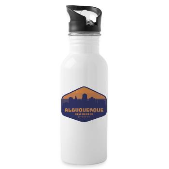 Albuquerque New Mexico Sunset Badge - Water bottle with straw - white - Right