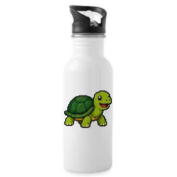 Pixel Turtle Adventure - Water bottle with straw - white - Right