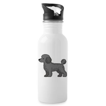 Silhouette de Caniche Gris - Gourde avec paille intégrée - blanc - Droite