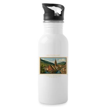 Deutschland Freiburg im Breisgau Vintage Reisemark - Trinkflasche mit integriertem Trinkhalm - Weiß - Rechts