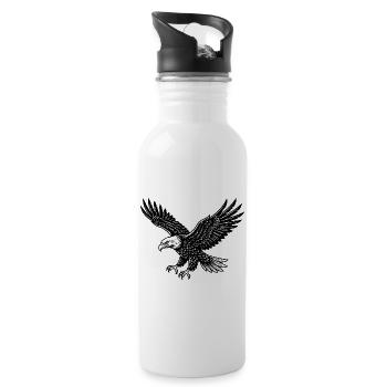 Eagle Bird in Flight Mode - Water bottle with straw - white - Right