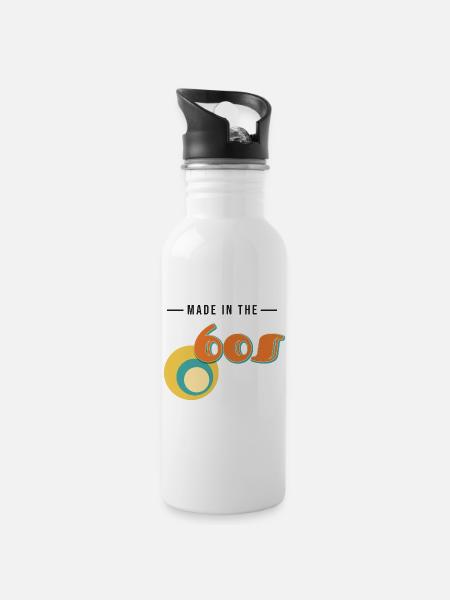 Made in 60s – Classic Vintage Retro - Trinkflasche mit integriertem Trinkhalm - Weiß
