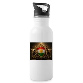 Kurdistan-Schildemblem mit Stieren - Trinkflasche mit integriertem Trinkhalm - Weiß - Rechts