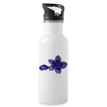 Nacht Plumeria Blume - Trinkflasche mit integriertem Trinkhalm - Weiß - Rechts