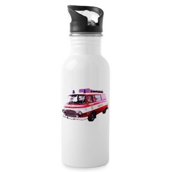 Barkas B1000 Feuerwehr - Trinkflasche mit integriertem Trinkhalm - Weiß - Rechts