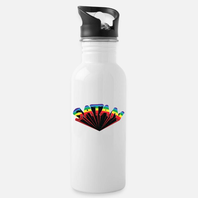Satan - Trinkflasche mit integriertem Trinkhalm - Weiß