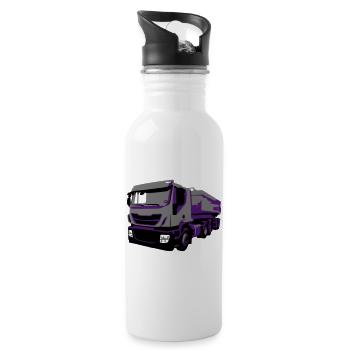 TruckIvecVektor - Trinkflasche mit integriertem Trinkhalm - Weiß - Rechts