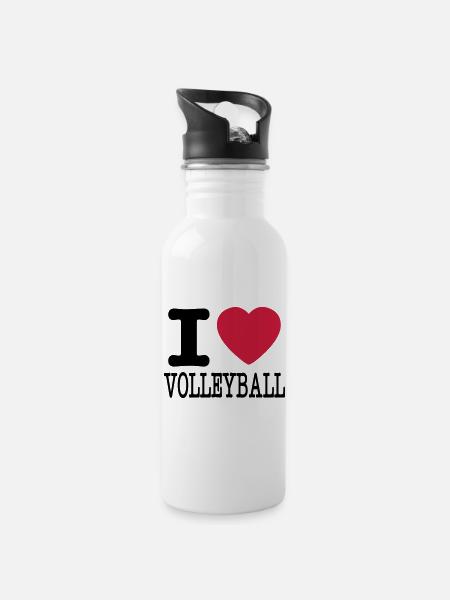ich liebe Volleyball / ich liebe Volleyballhemd - Trinkflasche mit integriertem Trinkhalm - Weiß