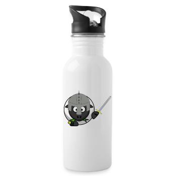 RitterSchaf im Kampf - Trinkflasche mit integriertem Trinkhalm - Weiß - Rechts