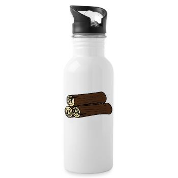 forest woods woodland wald tree baumstamm170 - Trinkflasche mit integriertem Trinkhalm - Weiß - Rechts
