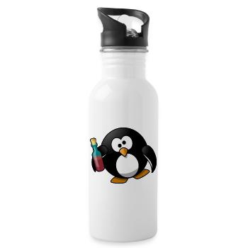 Pinguin Alkohol - Trinkflasche mit integriertem Trinkhalm - Weiß - Rechts