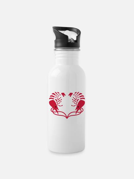 Heart of Shrimps - Water bottle with straw - white
