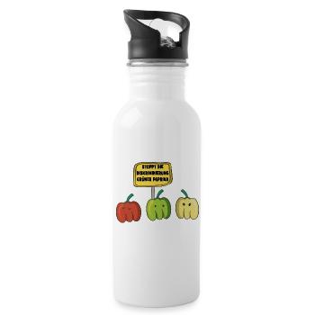 STOPPT die Diskrimierung grüner Paprika - Trinkflasche mit integriertem Trinkhalm - Weiß - Rechts
