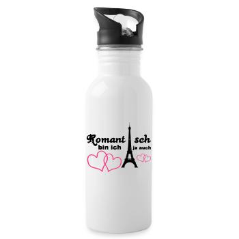 Romantisch Liebe Herz Paris Paar Spruch Geschenk - Trinkflasche mit integriertem Trinkhalm - Weiß - Rechts