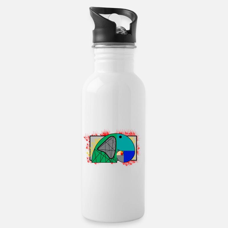 Fibonacci spiral - Water bottle with straw - white