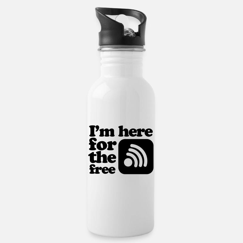 internet - Trinkflasche mit integriertem Trinkhalm - Weiß