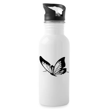 Butterfly butterfly abstract art tattoo - Water bottle with straw - white - Right