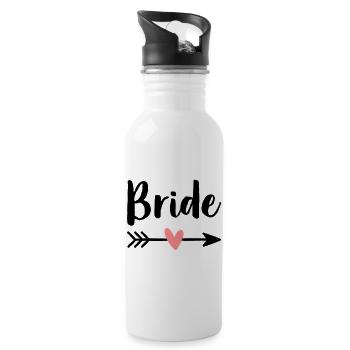 Bride cupid arrow bachelorette party gift - Water bottle with straw - white - Right