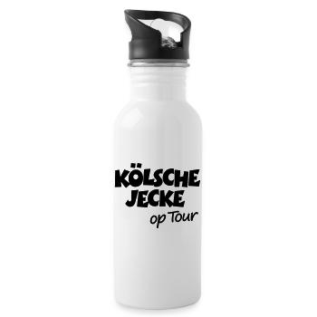 Kölsche Jecke op Tour - Köln Kölner Unterwegs - Trinkflasche mit integriertem Trinkhalm - Weiß - Rechts