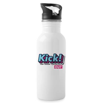 Pop-Art Comic Retro Vintage Text "Kick Out" - Trinkflasche mit integriertem Trinkhalm - Weiß - Rechts