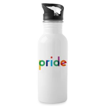 Pride - Rainbow Typography - Water bottle with straw - white - Right