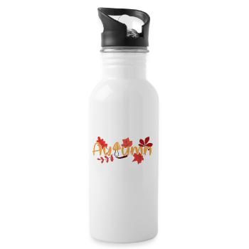 HERBST HERBSTLICH HERBST SPRUCH - Trinkflasche mit integriertem Trinkhalm - Weiß - Rechts