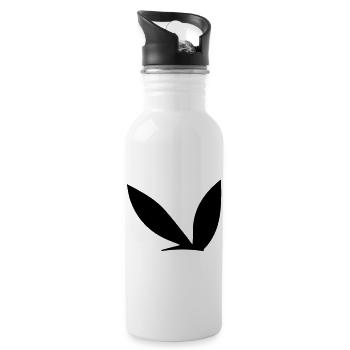 Sexy Bunny Ohren - Trinkflasche mit integriertem Trinkhalm - Weiß - Rechts