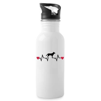 Heartbeat & Dog, German Shepherd - Water bottle with straw - white - Right