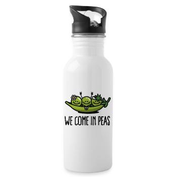 We come in peas / peace - Trinkflasche mit integriertem Trinkhalm - Weiß - Rechts