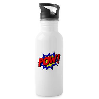 POW cartoon character speech bubble image # - Water bottle with straw - white - Right