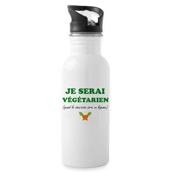 je serai végétarien idée cadeau humour citations - Gourde avec paille intégrée - blanc - Droite