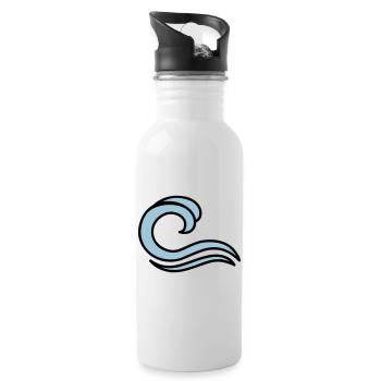 Wellen - Trinkflasche mit integriertem Trinkhalm - Weiß - Rechts