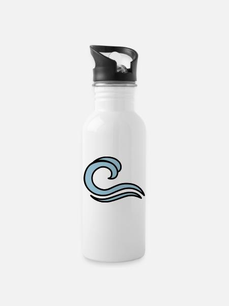waves - Water bottle with straw - white