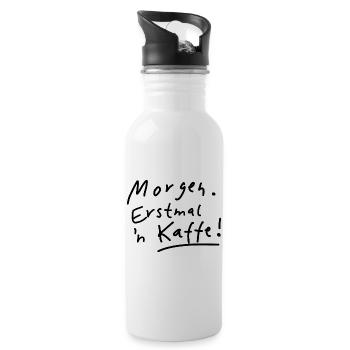Kaffee Guten Morgen - Trinkflasche mit integriertem Trinkhalm - Weiß - Rechts