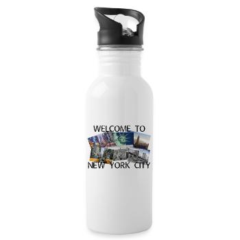 New York City USA Amerika America Stadt Skyline - Water bottle with straw - white - Right