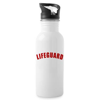 LIFEGUARD GIFT LIFESAVER BEACH SEA OCEAN - Water bottle with straw - white - Right