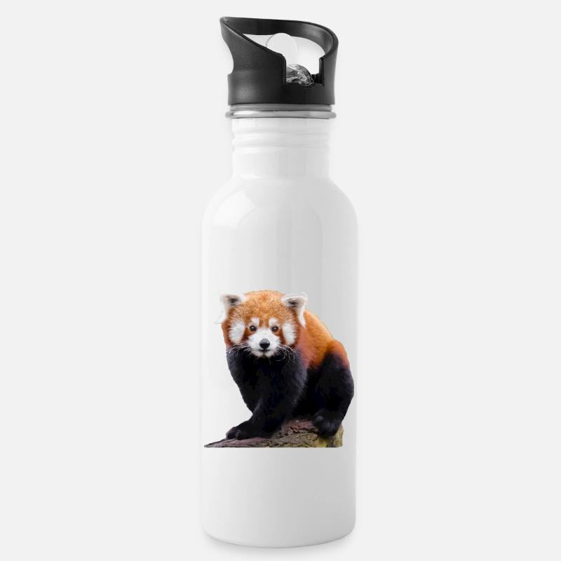 Kleiner Roter Panda süß und niedlich Katzenbär - Trinkflasche mit integriertem Trinkhalm - Weiß