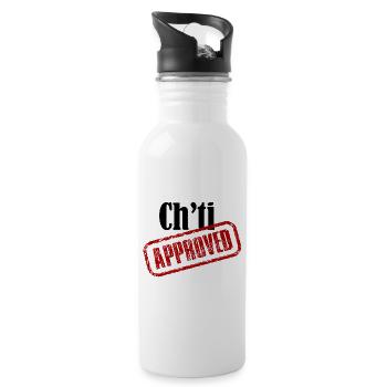 Ch ti approved (T-shirt Chti vêtements accessoires - Gourde avec paille intégrée - blanc - Droite
