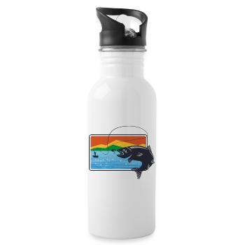 Cool outdoor fly fishing dream fishing gift - Water bottle with straw - white - Right