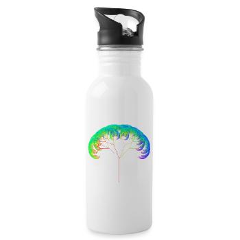 Fractal #35 fractal tree - Water bottle with straw - white - Right