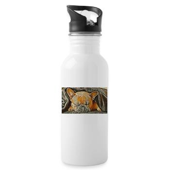 French Bulldog - Water bottle with straw - white - Right