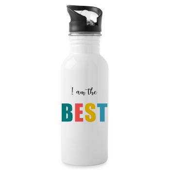 I AM THE BEST. MEILLEUR. HUMOUR. MESSAGE - Gourde avec paille intégrée - blanc - Droite
