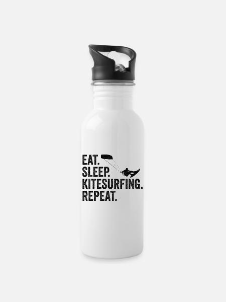 Cadeau de cerf-volant de surfeur de kite surf - Gourde avec paille intégrée - blanc