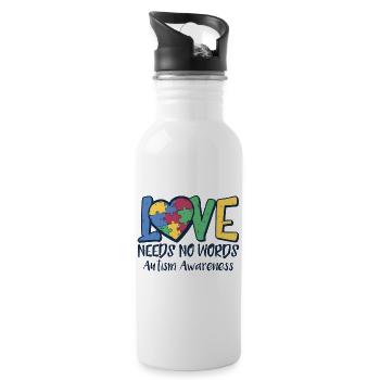 Autism autistic autistic Autism - Water bottle with straw - white - Right