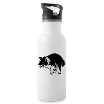 Border Collie - Gourde avec paille intégrée - blanc - Droite